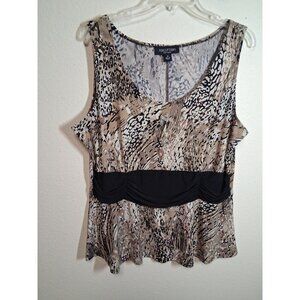 Perceptions Blouse Business Casual Animal Print Y2K Office Sleeveless Size 18